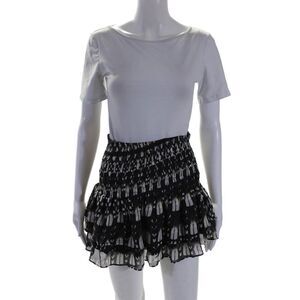Townsen Women's Pull-On Smocked Ruffle Lined Mini Skirt Black Size S